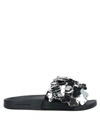 Rabanne Sequin Embellished Slip-on Sandals In Silver