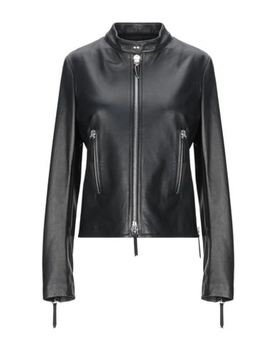 Giuseppe Zanotti Leather Zip-up Jacket In Black