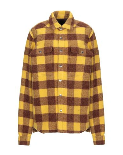 Rick Owens Checked Shirt In Ocher