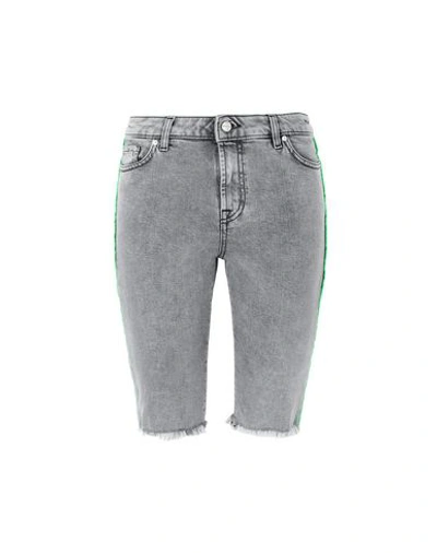 Represent Cotton Blend Denim Riding Shorts In Grey