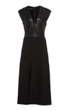 NARCISO RODRIGUEZ TEXTURED LEATHER AND WOOL MIDI DRESS,40-2045L H33