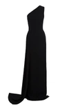 ALEX PERRY GRAY ONE SHOULDER CREPE GOWN,759686