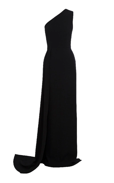 Alex Perry Gray One Shoulder Crepe Gown In Black