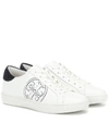 TORY BURCH T-LOGO LEATHER SNEAKERS,P00400718