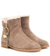 SEE BY CHLOÉ LOUISE FLAT SUEDE ANKLE BOOTS,P00409367