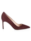 Manolo Blahnik Bb 90 Suede Pumps In Burgundy