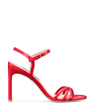 Stuart Weitzman The Starla 105 Sandal In Followme Red Patent Leather