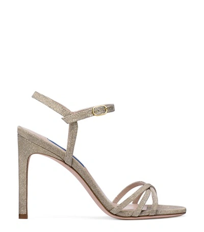 Stuart Weitzman The Starla 105 Sandal In Platino Gold Lamé