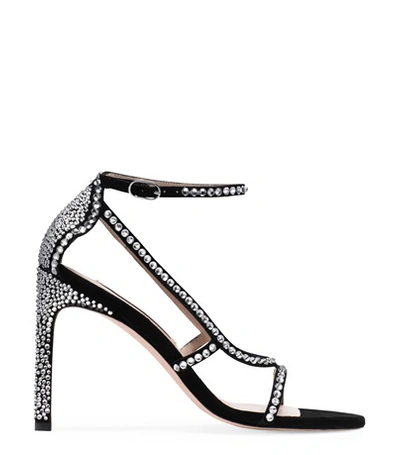 Stuart Weitzman The Mirage 105 In Black Suede And Crystal