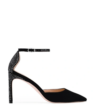 Stuart Weitzman The Enchant 95 In Black Suede And Crystal