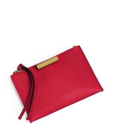 Stuart Weitzman The Evie Small Pouch In Rouge Red Caviar Leather