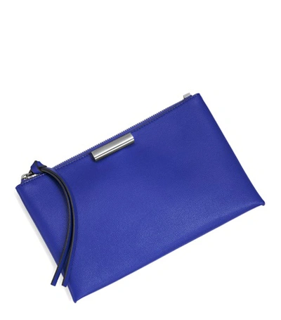 Stuart Weitzman The Evie Large Pouch In Blue Violet Caviar Leather