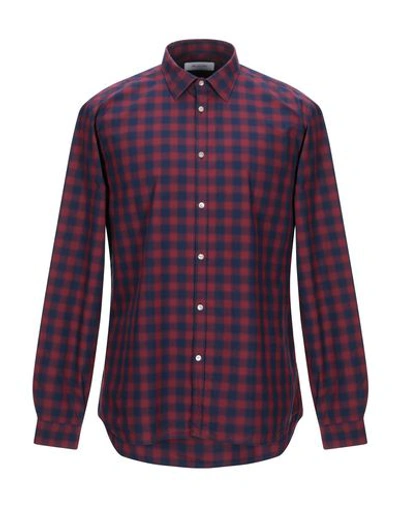 Aglini Checked Shirt In Maroon