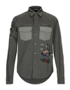 VALENTINO VALENTINO GARAVANI MAN SHIRT MILITARY GREEN SIZE 40 COTTON, LINEN, POLYESTER, METALLIC FIBER, VISCOS,38817594ES 2