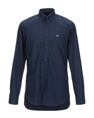 Paul & Shark Solid Color Shirt In Dark Blue