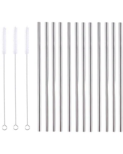 1947 Kitchen 15-pack Stainless Steel Reusable Drinking Straws In Silver