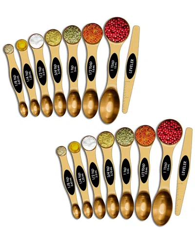 1947 Kitchen 16pc Stackable Magnetic Measuring Spoons Set In Gold