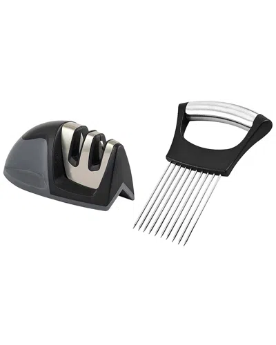 1947 Kitchen 2-pack Knife Sharpener & Stainless Steel Slicer Holder In Black