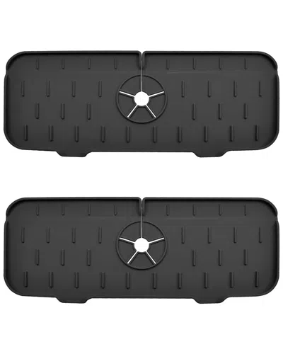 1947 Kitchen Pack Of 2 Silicone Kitchen Sink Faucet Splash Guards In Black