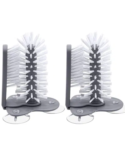 1947 Kitchen Pack Of 2 Suction Base Bottle Cleaning Brushes In Silver