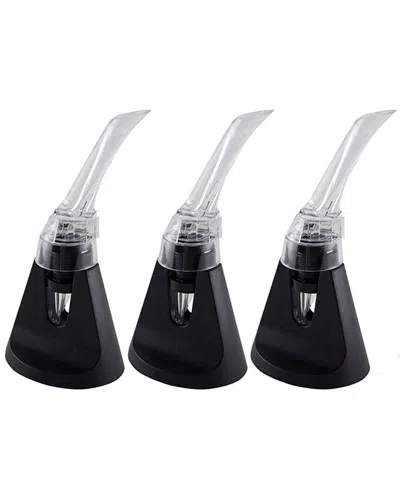 1947 Kitchen Pack Of 3 Wine Aerator Pourer & Decanter Spouts In Black