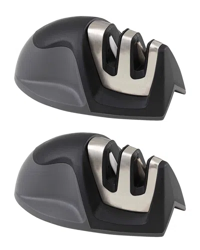 1947 Kitchen Set Of 2 Dual Edge Grip Knife Sharpeners In Black