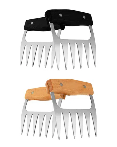 1947 Kitchen Set Of 4 Meat Shredding Claws With Wooden Handles In Silver