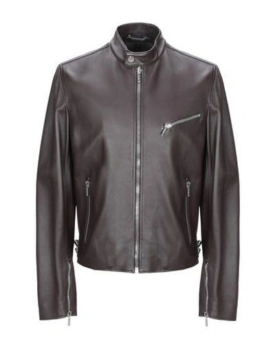 Versace Biker Jacket In Dark Brown