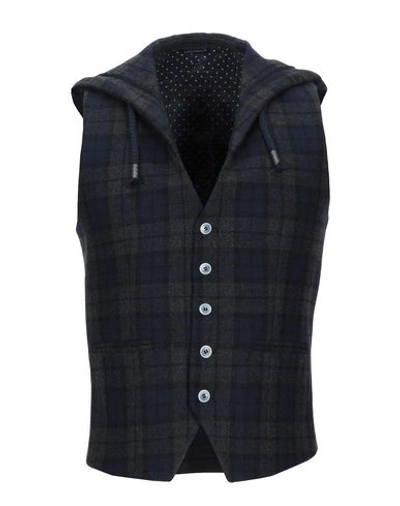 Grey Daniele Alessandrini Vests In Dark Blue