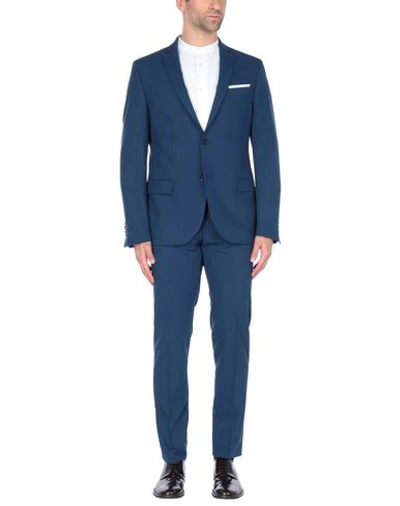 Grey Daniele Alessandrini Suits In Blue
