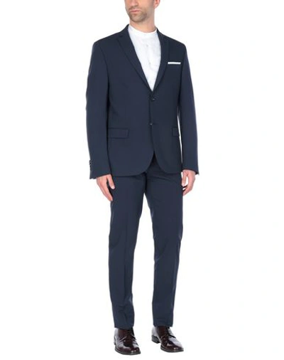 Grey Daniele Alessandrini Suits In Dark Blue