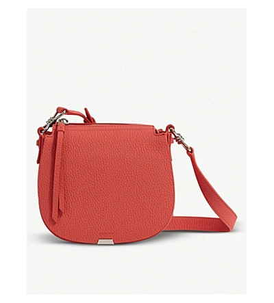 Allsaints Captain Lea Small Leather Cross-body Bag In Coral Pink