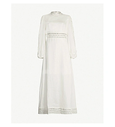 Zimmermann Verity Broderie-anglaise Linen Maxi Dress In Ivory