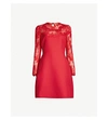 VALENTINO LACE-PANELLED WOOL AND SILK-BLEND MINI DRESS