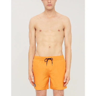 Burberry Relaxed-fit Logo-patch Swim Shorts In Bright Orange
