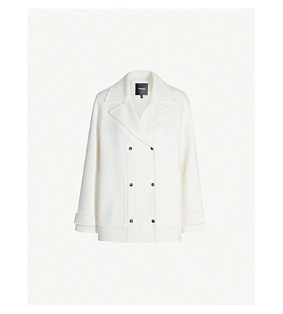 Theory Double Breasted Wool-cashmere Melton Boxy Trench Coat In Ivory