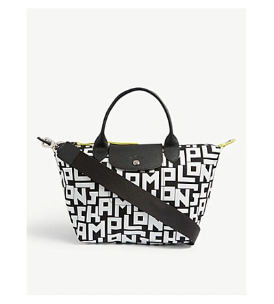 Longchamp Le Pliage Canvas Shoulder Bag In Black/white