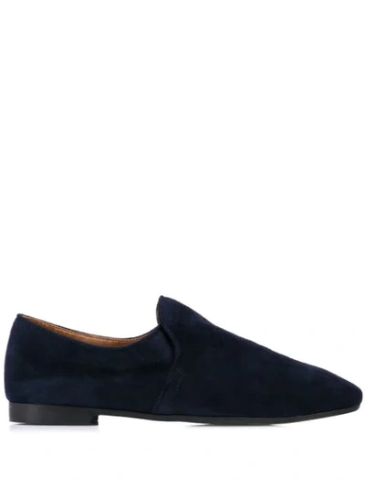 Aquatalia Revy Flat Calf Suede Loafers In Sapphire