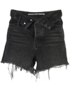 Alexander Wang Bite Distressed Denim Shorts In Black