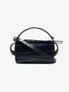 Wandler Yara Box Glossed Croc-effect Leather Shoulder Bag In Blue