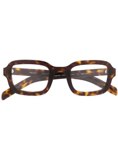 Prada Eyewear Square Frame Glasses - 棕色 In Brown