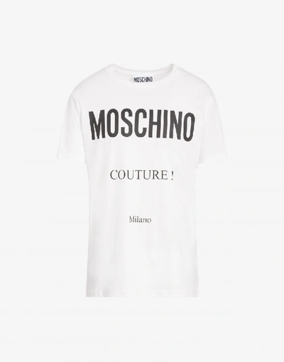 MOSCHINO COTTON T-SHIRT WITH MOSCHINO COUTURE PRINT
