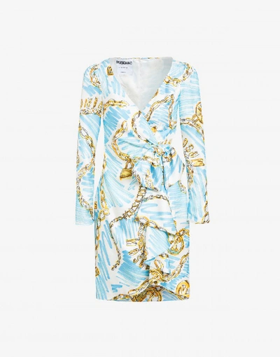Moschino Silk Twill Dress Chain In Light Blue | ModeSens