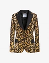 Moschino Faille-trimmed Embellished Cotton Blazer In Multicoloured