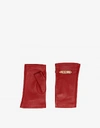 MOSCHINO FINGERLESS LEATHER GLOVES WITH MINI LETTERING LOGO