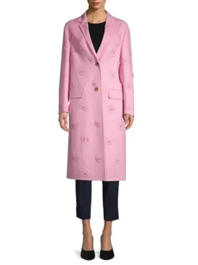 Valentino Floral Appliqué Coat In Damas