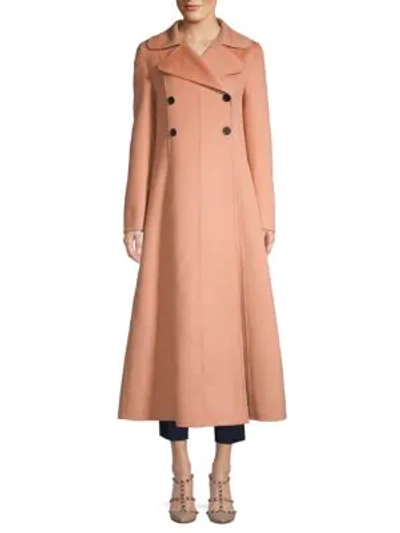 Valentino Double Breasted Wool Coat In Salmon