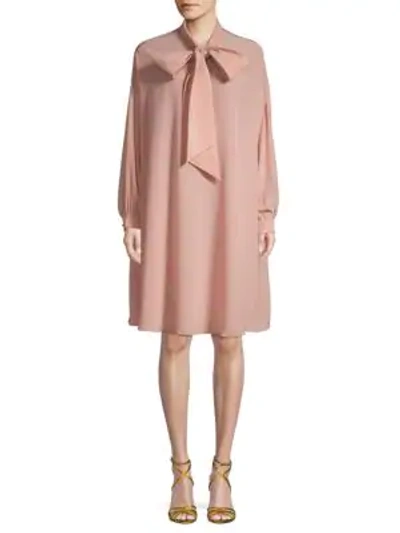 Valentino Self-tie Silk Shift Dress In Wild Rose