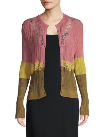 Valentino Colorblock Cardigan Sweater In Antico