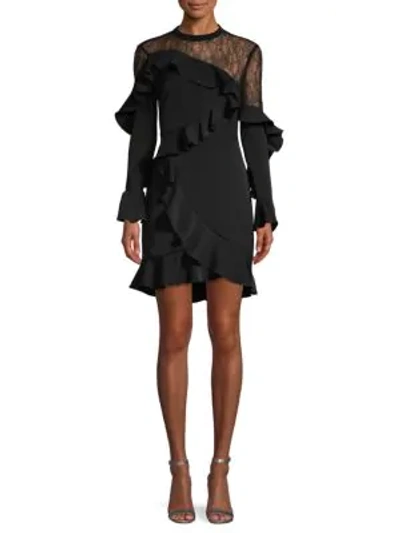 Allison New York Lace-trim Ruffle Dress In Black